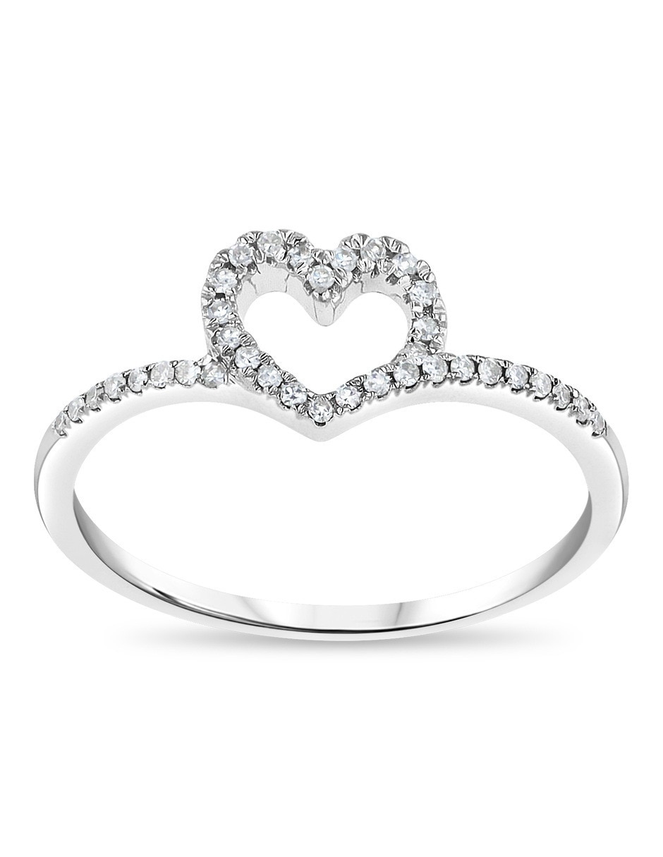 Anillo 10 k de oro blanco diamante brillante Anillo 10 k de oro blanco diamante brillante