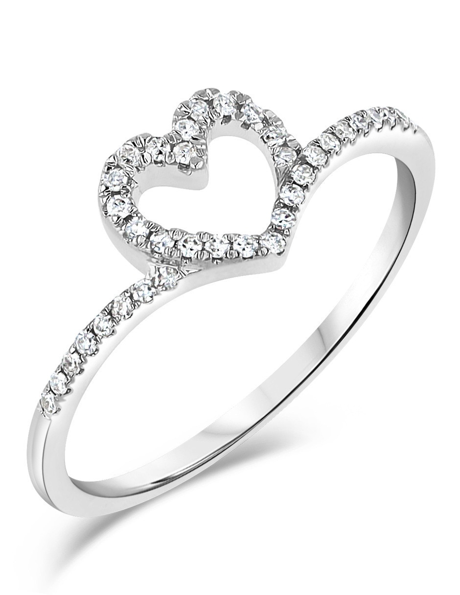 Anillo 10 k de oro blanco diamante brillante 5