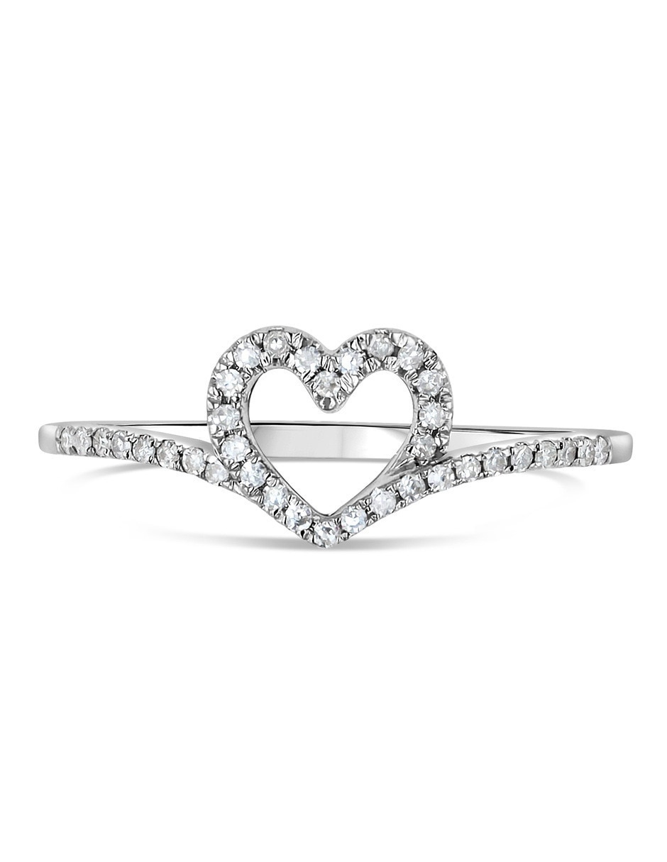 Anillo 10 k de oro blanco diamante brillante 4