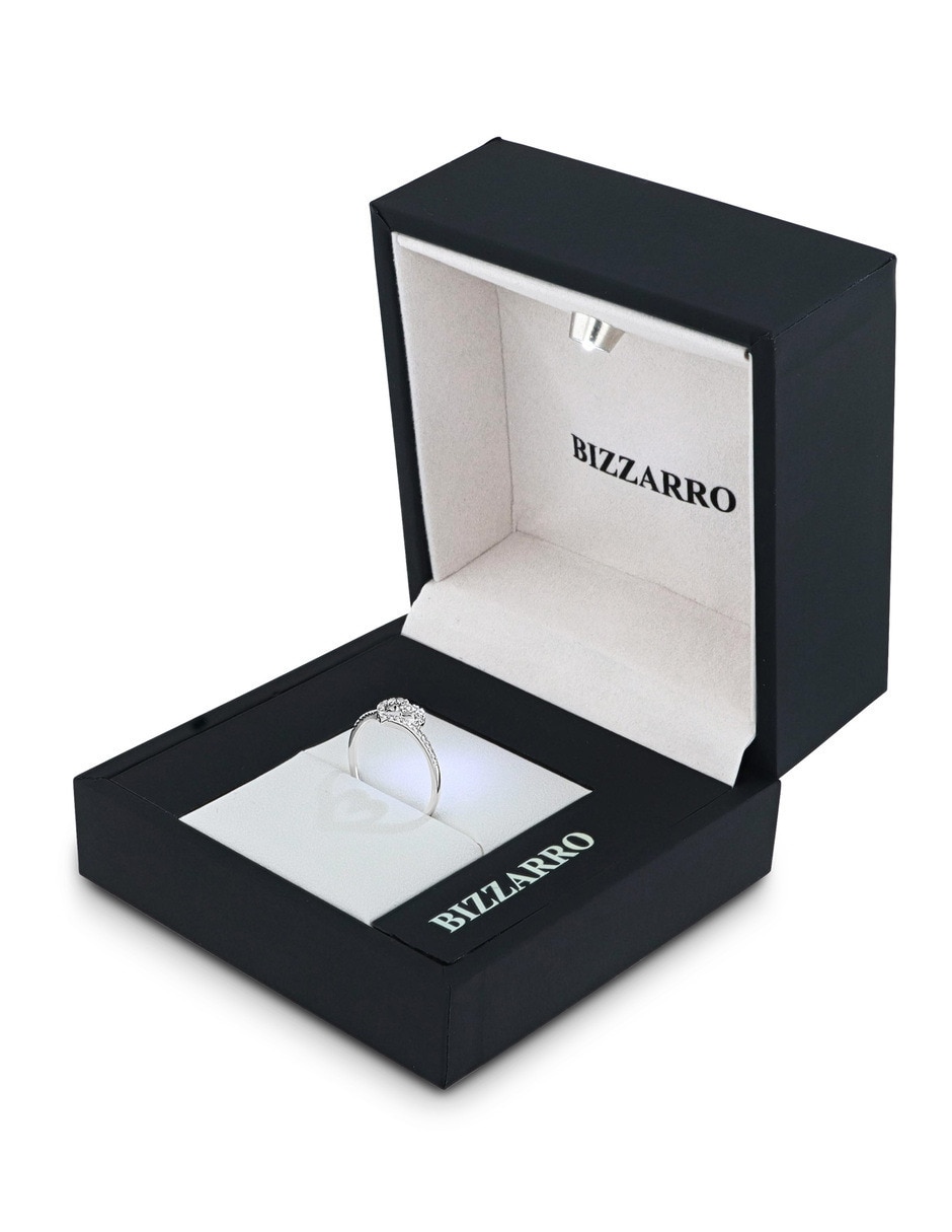 Anillo 10 k de oro blanco diamante brillante 2