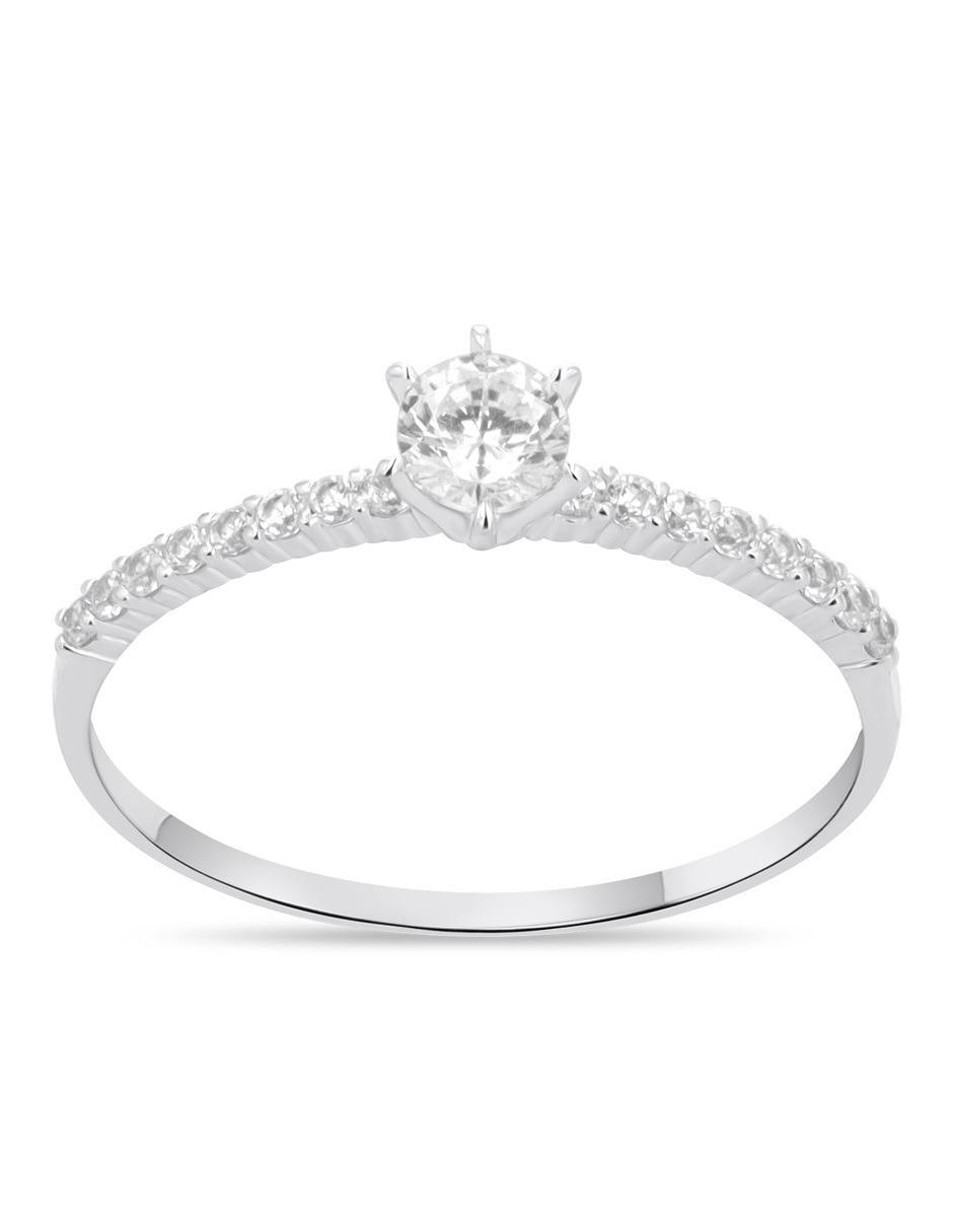 Anillo 14 k de oro blanco zirconia brillante Anillo 14 k de oro blanco zirconia brillante