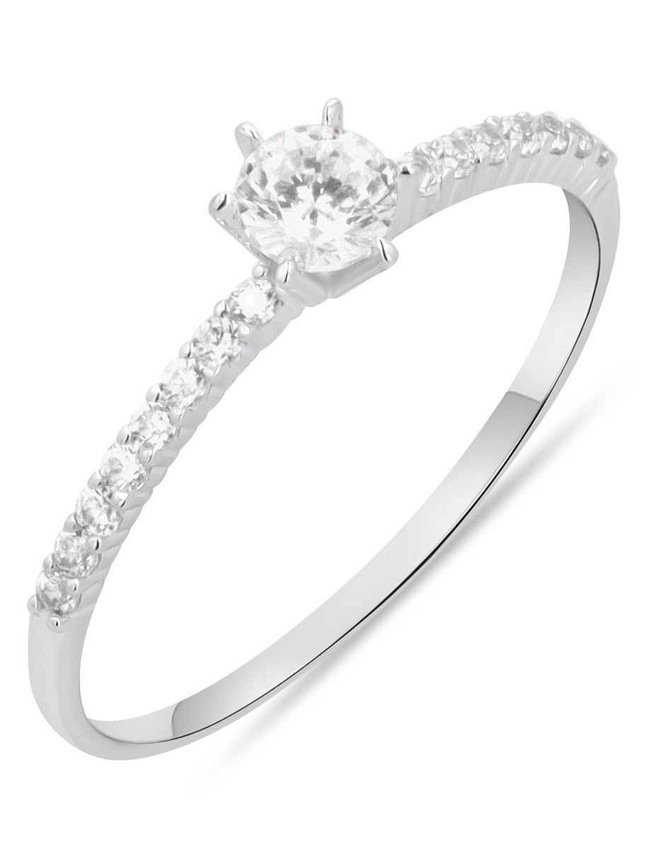 Anillo 14 k de oro blanco zirconia brillante 5