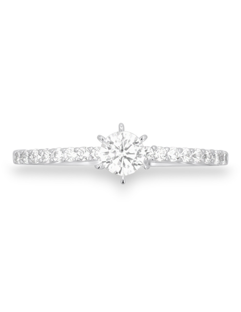 Anillo 14 k de oro blanco zirconia brillante 4