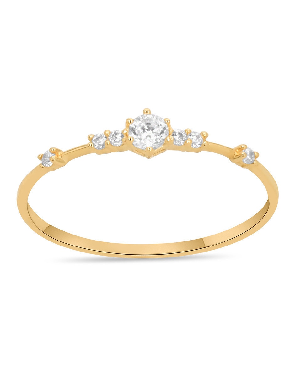 Anillo 14 k de Oro amarillo zirconia brillante Anillo 14 k de Oro amarillo zirconia brillante