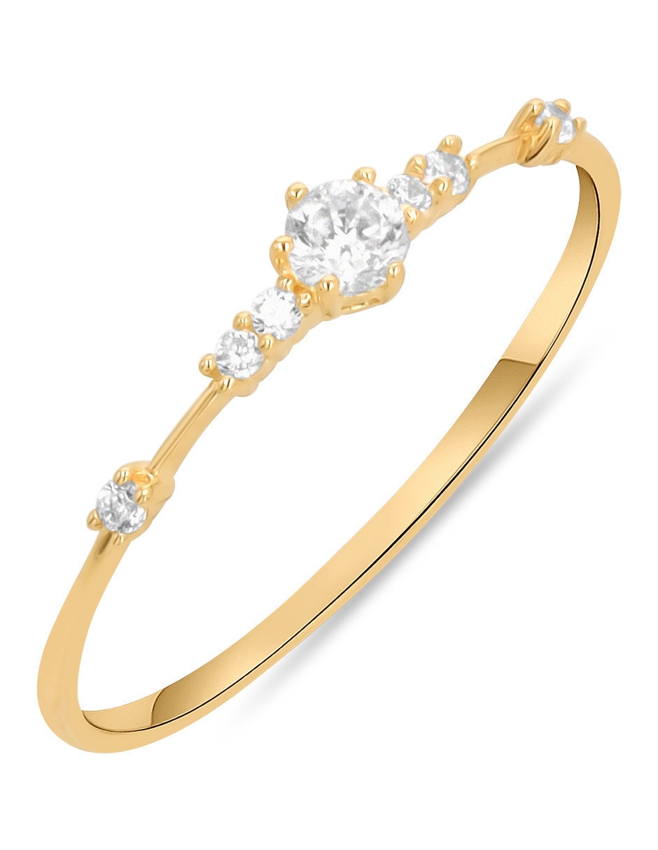 Anillo 14 k de Oro amarillo zirconia brillante 5