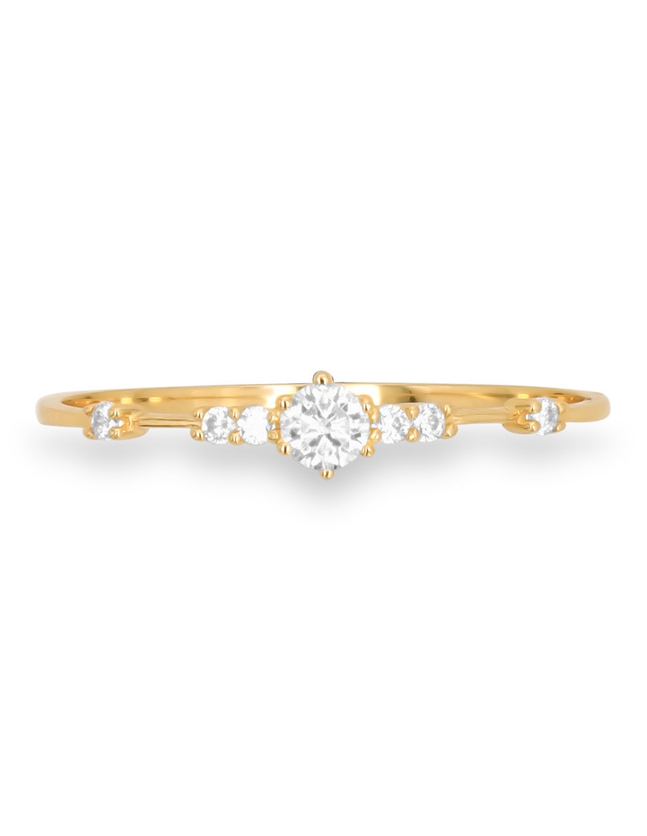 Anillo 14 k de Oro amarillo zirconia brillante 4