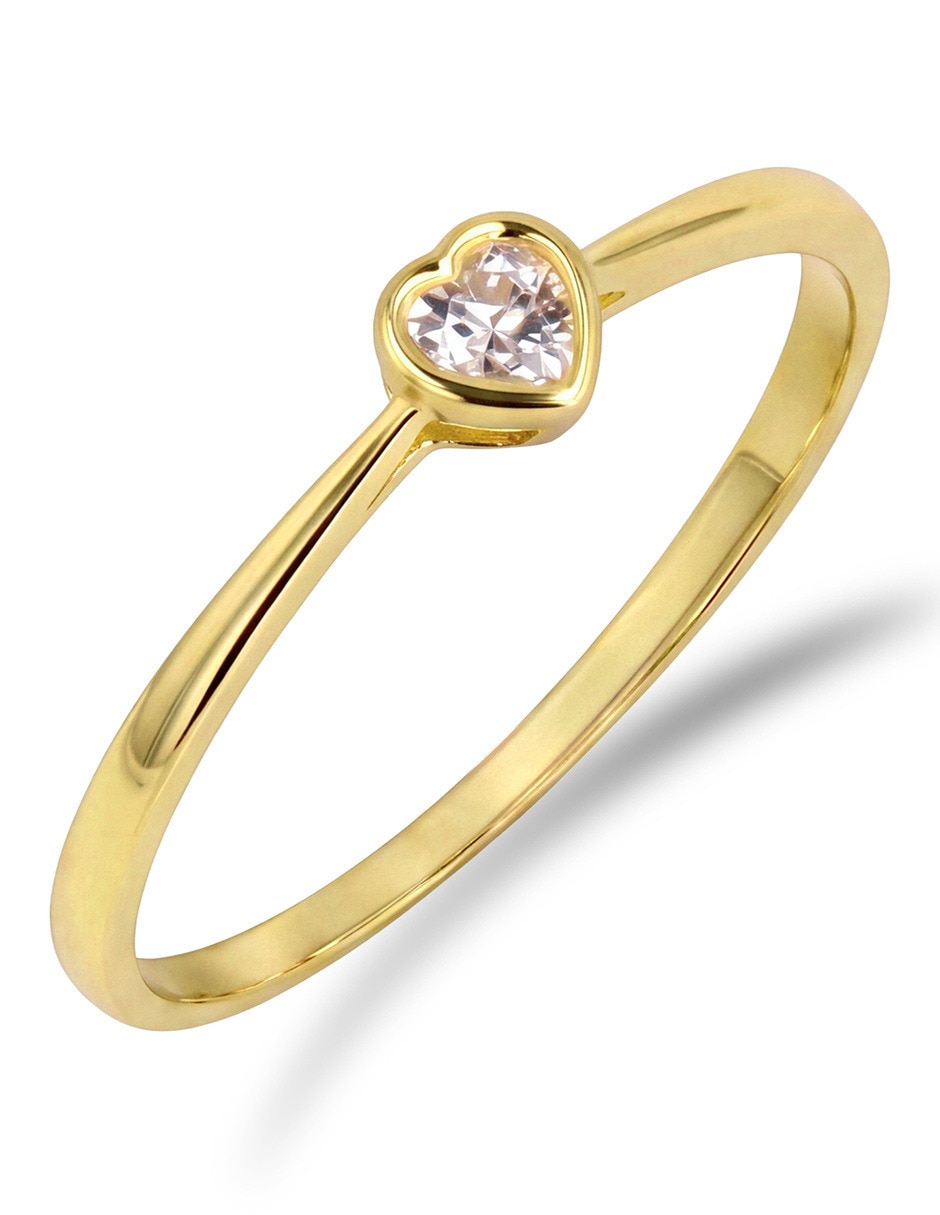 Anillo 14 k de oro amarillo zirconia brillante 5