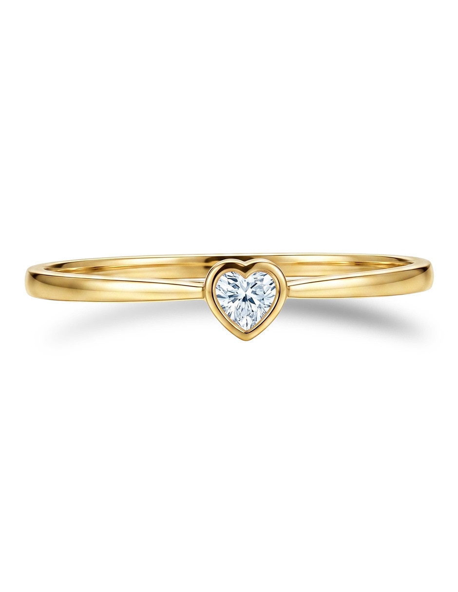 Anillo 14 k de oro amarillo zirconia brillante 4