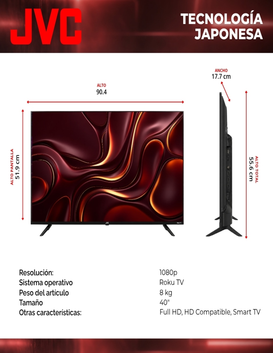 Pantalla led de full hd sl40frx2_05 con roku tv 8