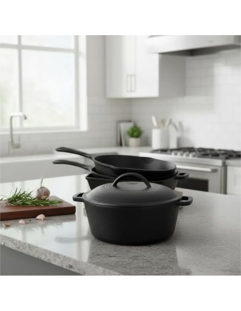 Batería de cocina wccia004bk de hierro fundido antiadherente sin pfoa 4 piezas 5