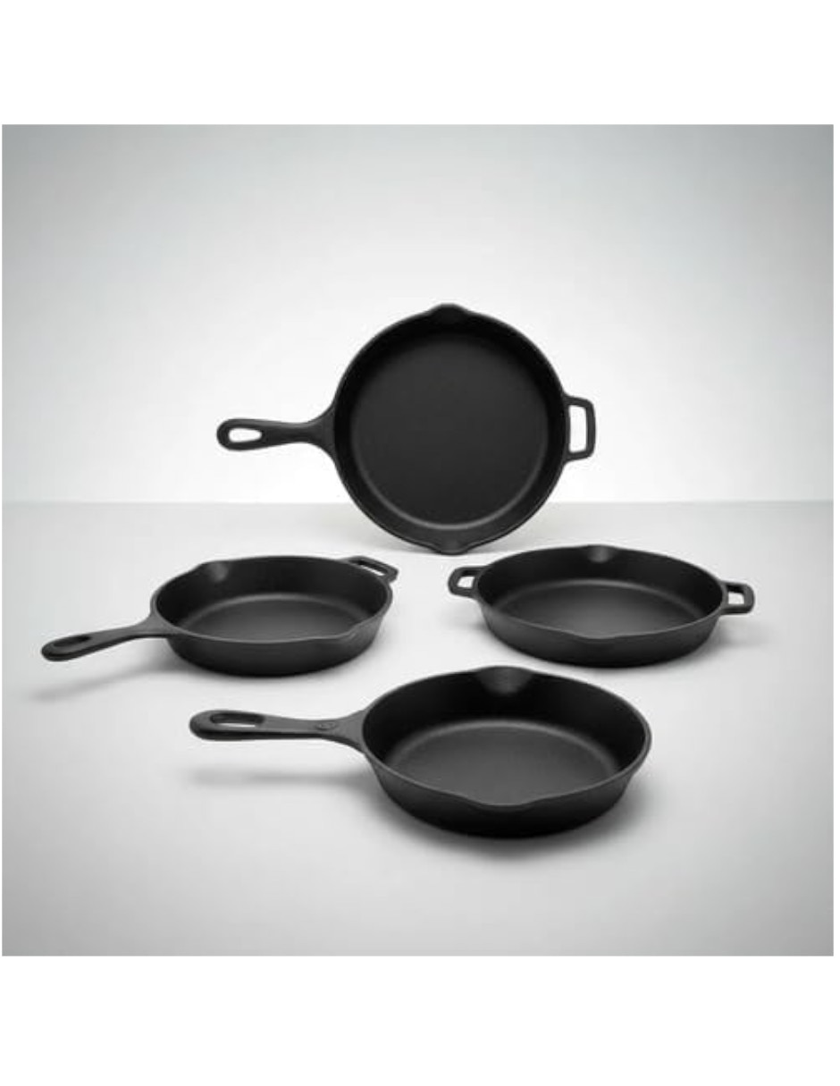 Batería de cocina wccib004bk de hierro fundido antiadherente sin pfoa 4 piezas 6