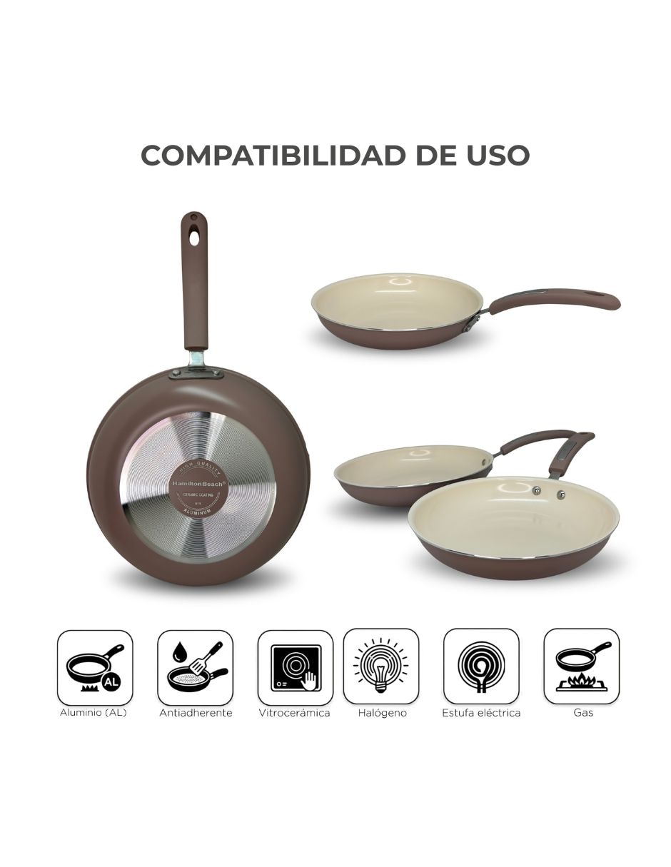 Set de sartenes hamilton beach de aluminio esmaltado 2 piezas 7