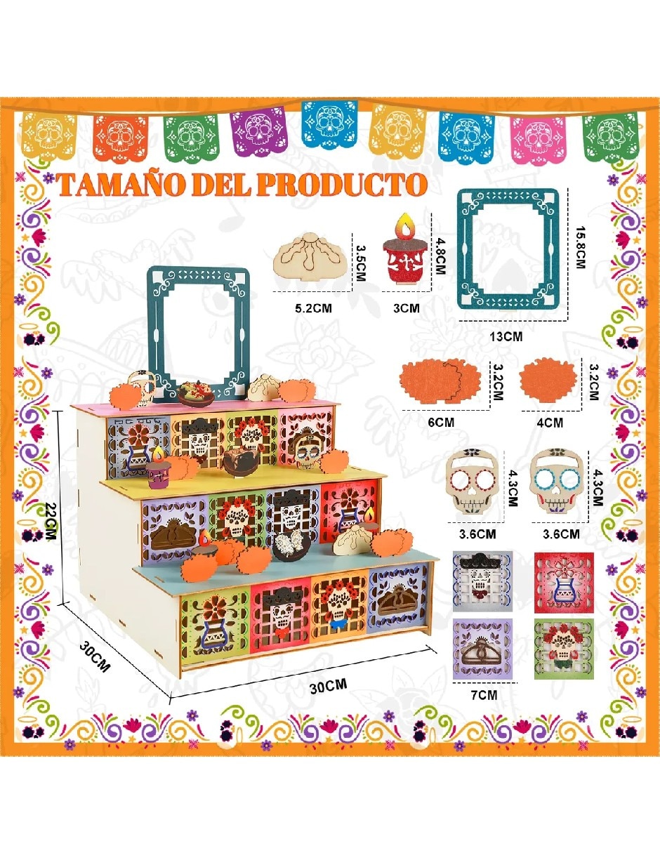 Figura decorativa de diferentes diseños día de muertos de mdf 4