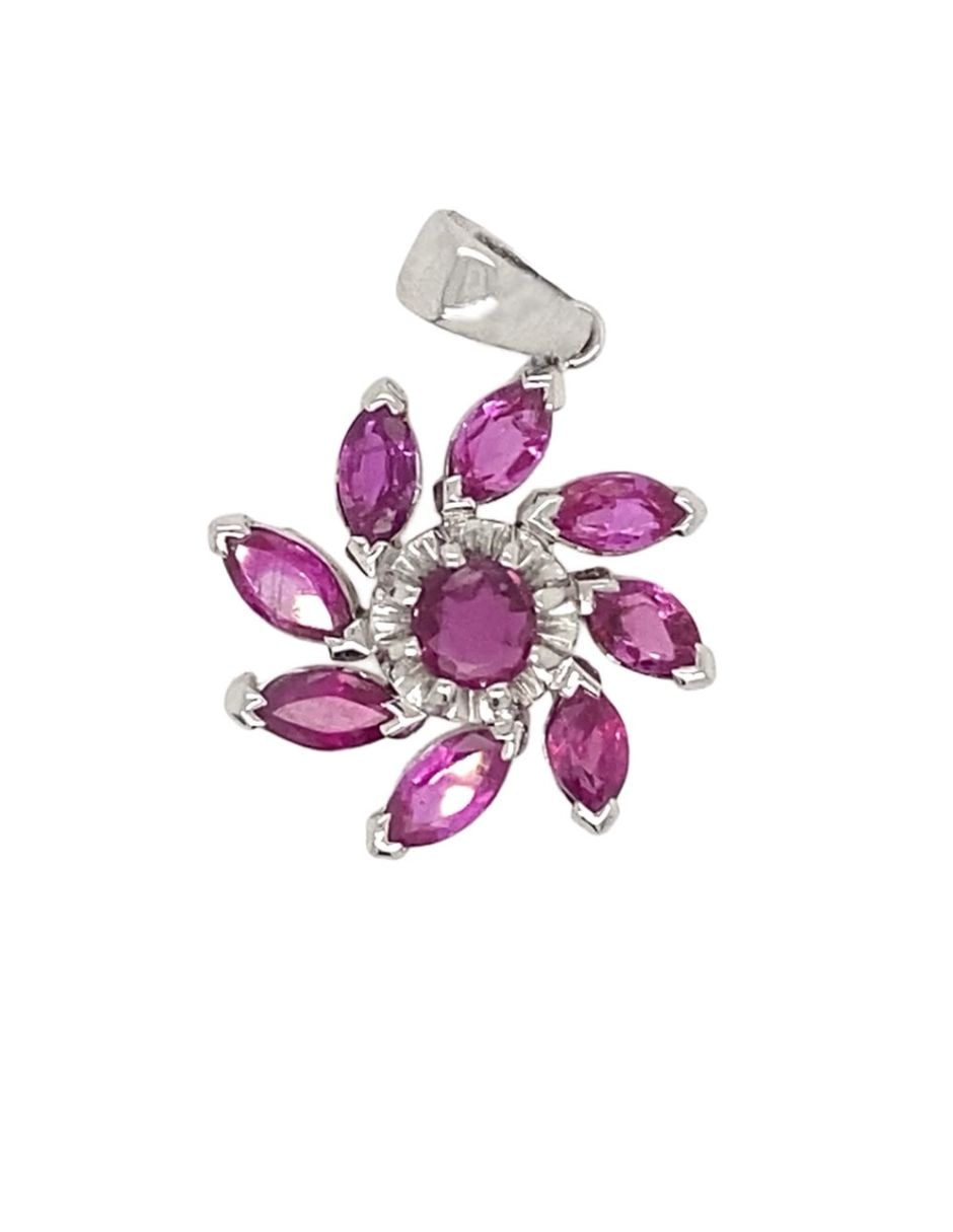 Dije de flor de oro blanco 14 k