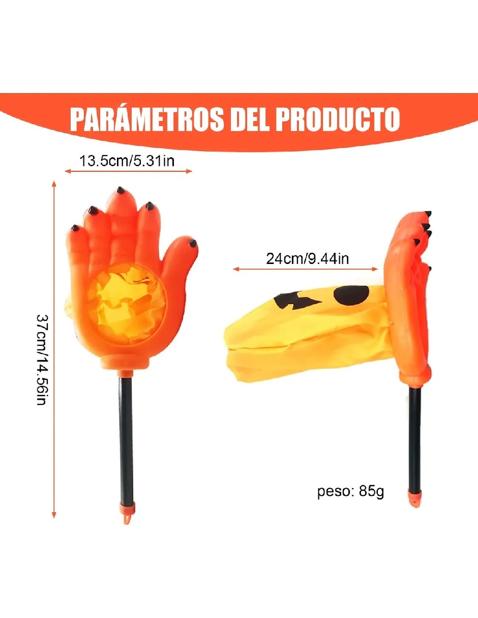 Bastón para disfraz de calabaza con mano para dulces de halloween 6