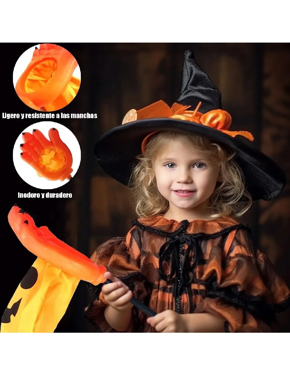 Bastón para disfraz de calabaza con mano para dulces de halloween 3