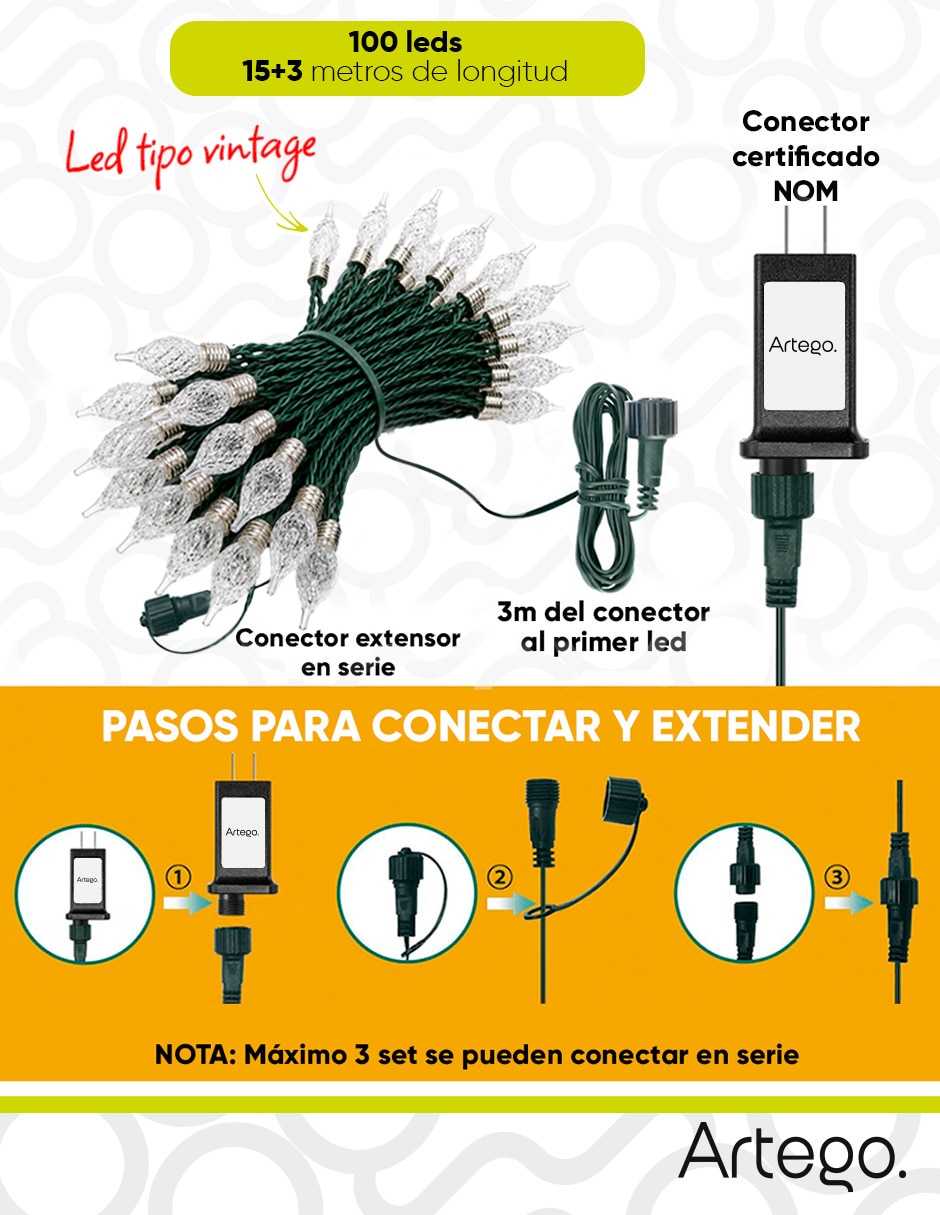 Serie led led navidad vintage style kodiak con 100 focos 4