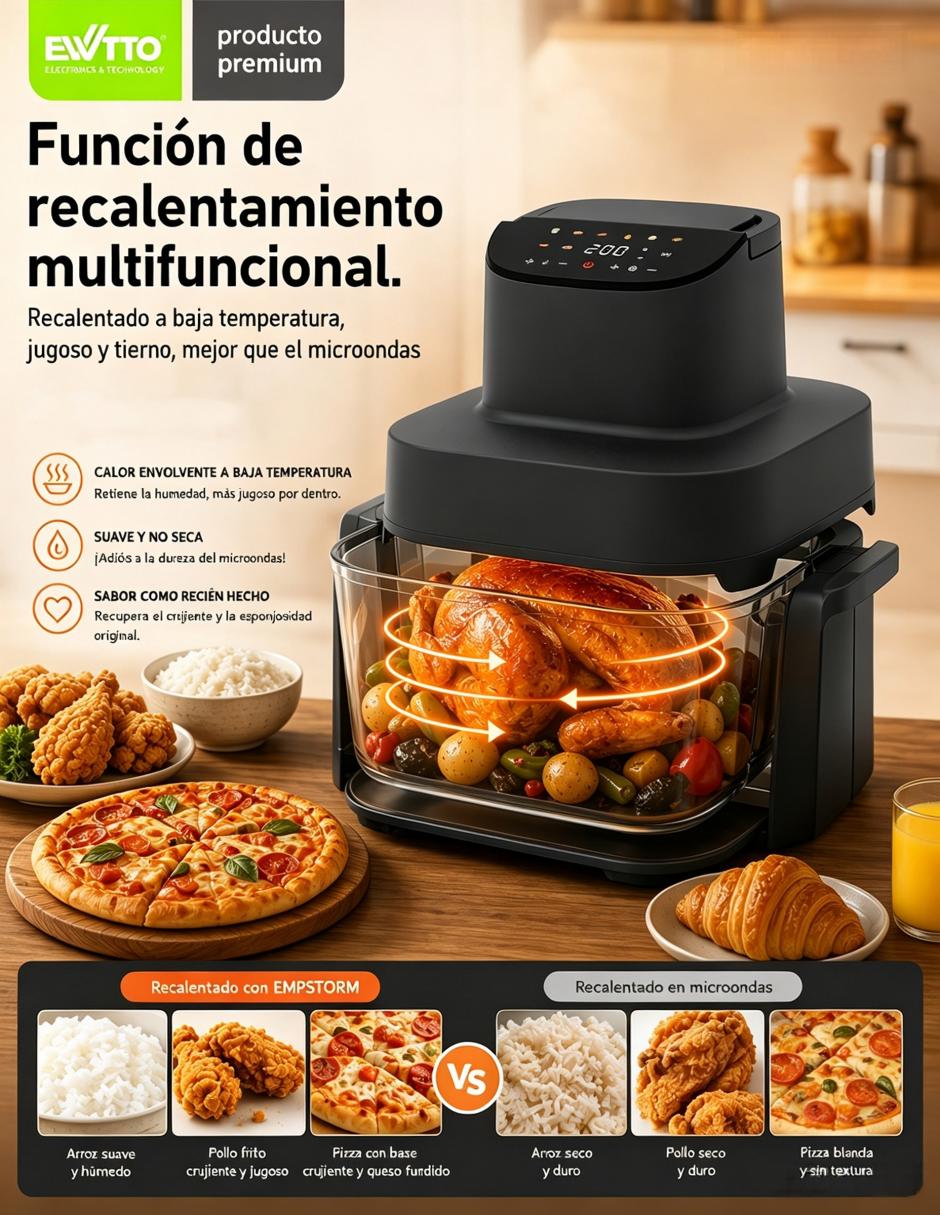 Freidora de aire con compartimento único 6 l ew-h822 3