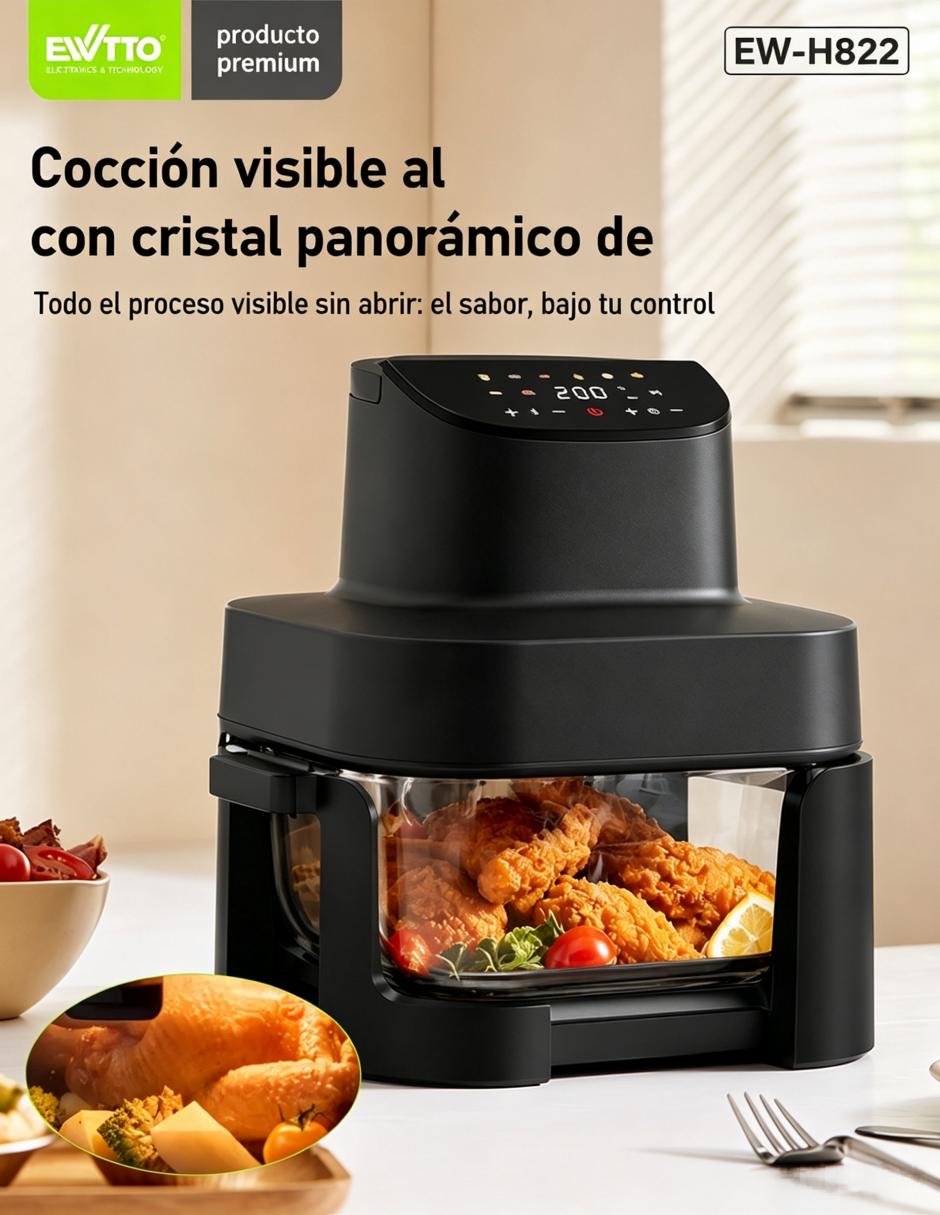 Freidora de aire con compartimento único 6 l ew-h822 4