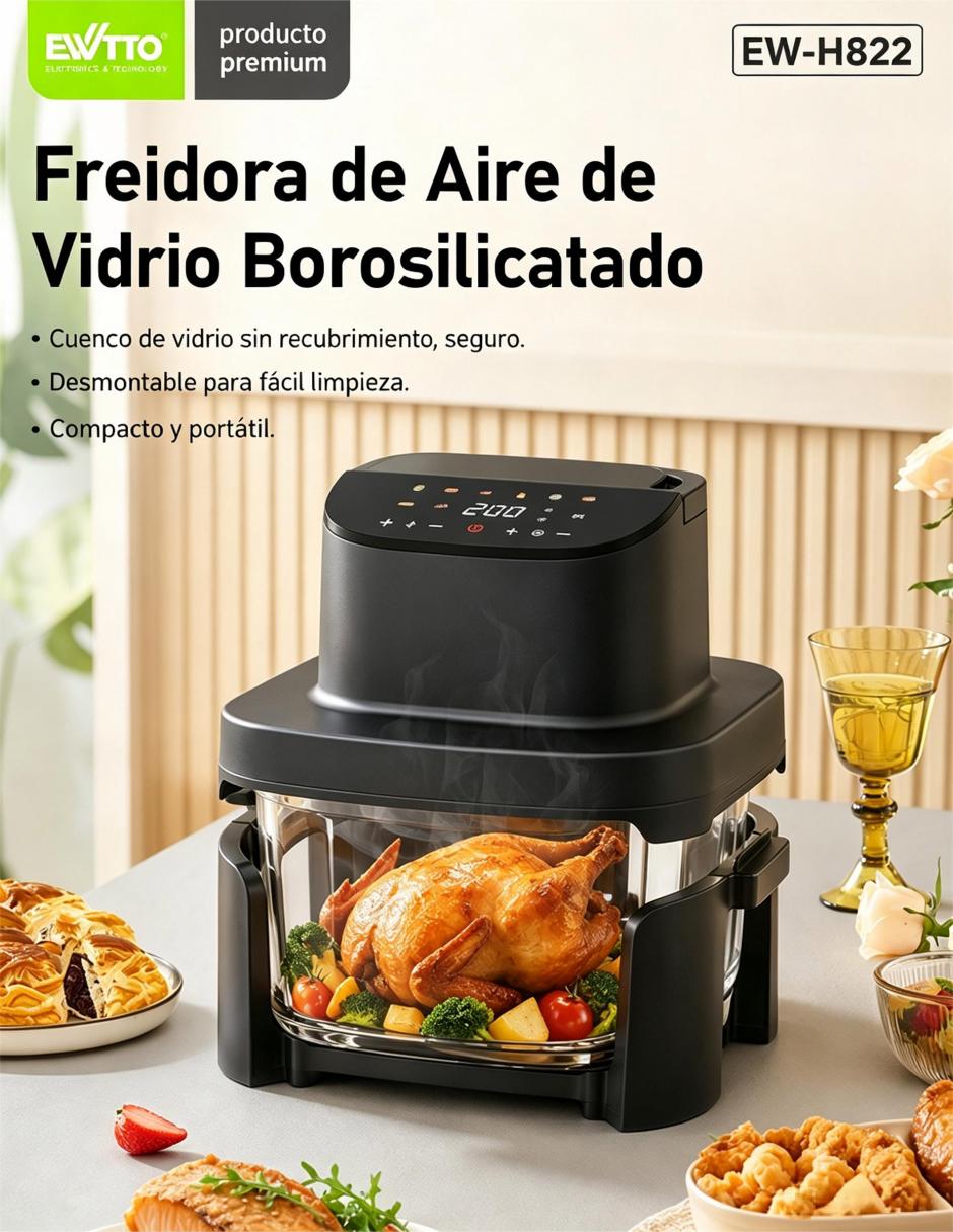 Freidora de aire con compartimento único 6 l ew-h822 6