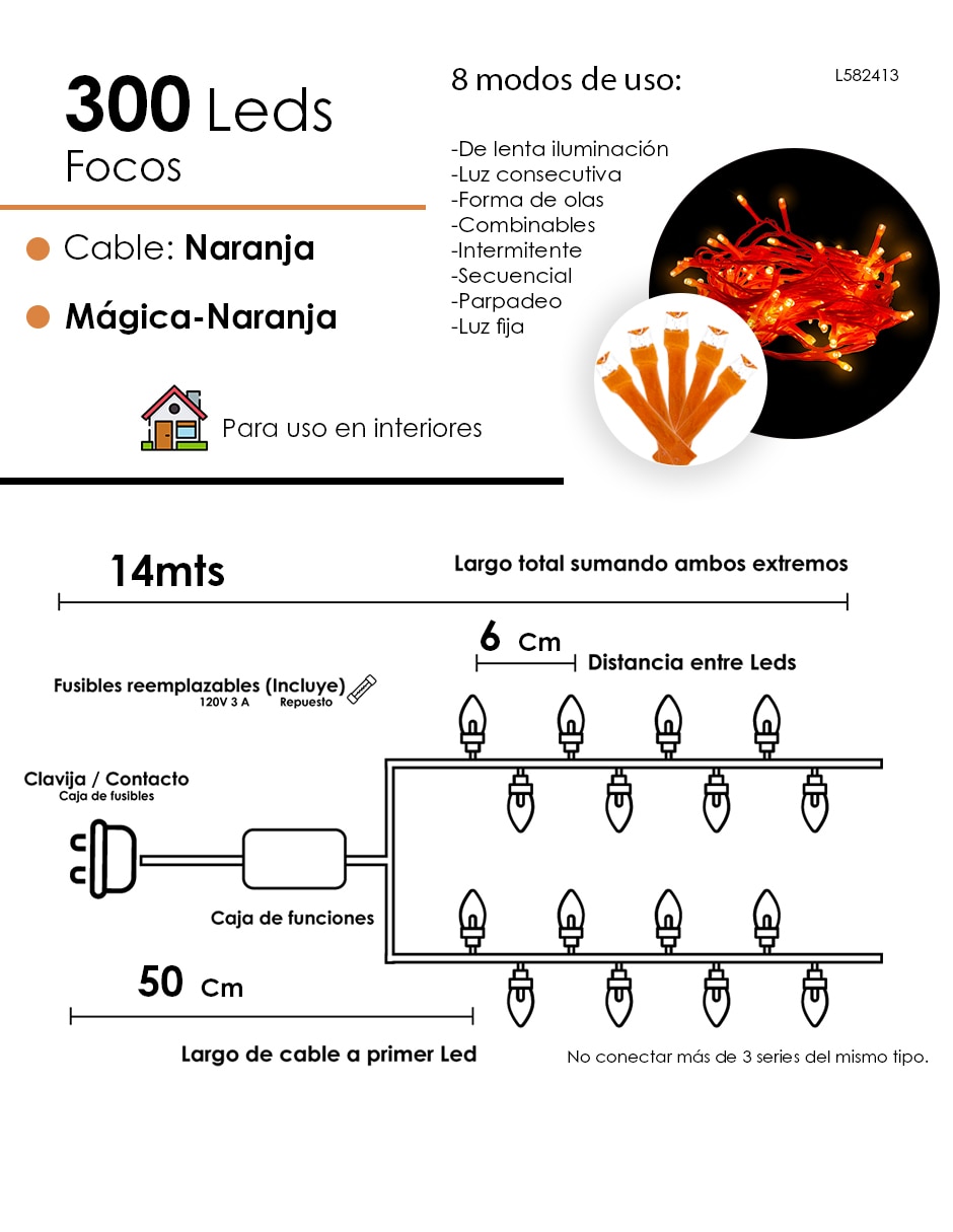 Serie led led familiar decoración l582413 con 300 focos 6