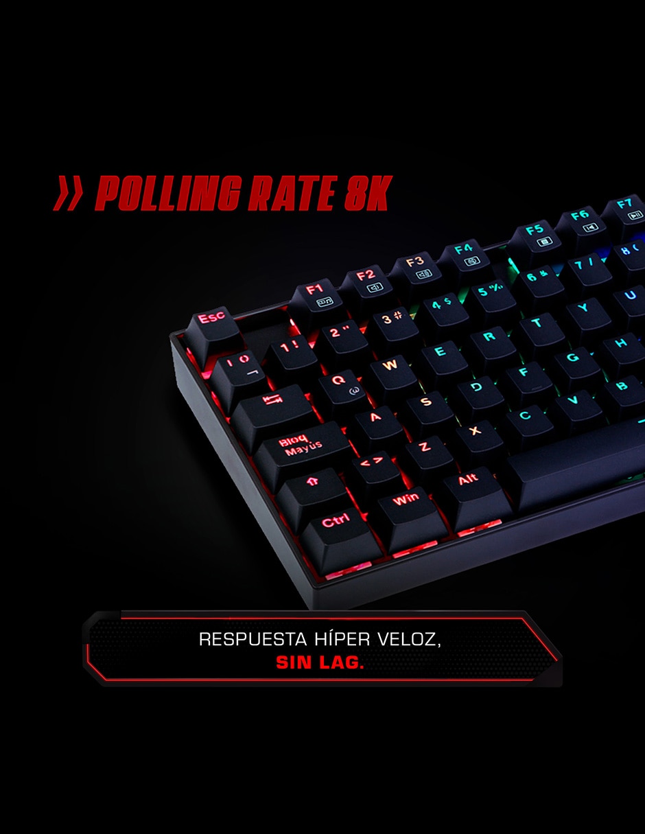 Teclado gamer USB-C QWERT español con interruptor lineal (Red Black) 4