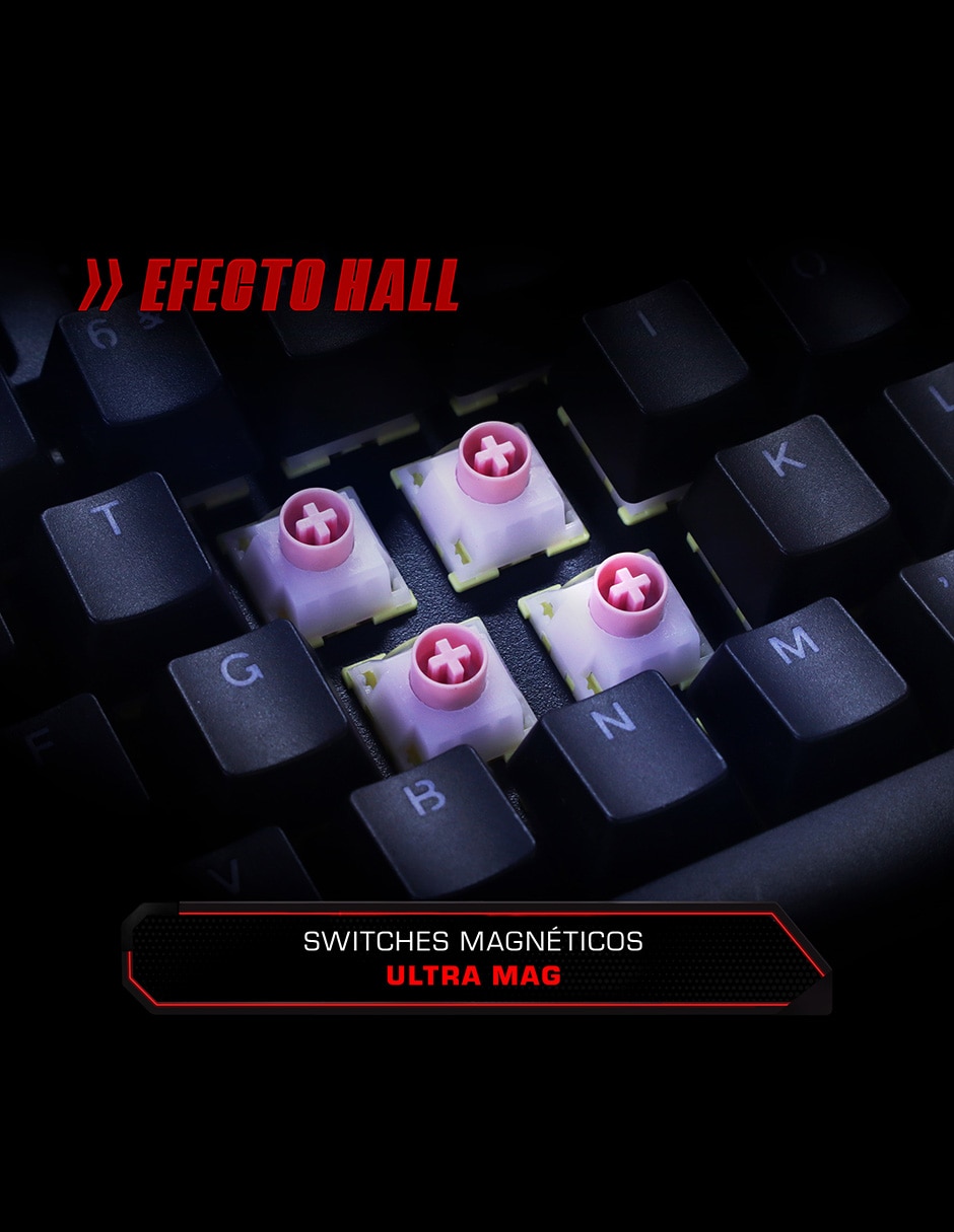 Teclado gamer USB-C QWERT español con interruptor lineal (Red Black) 3