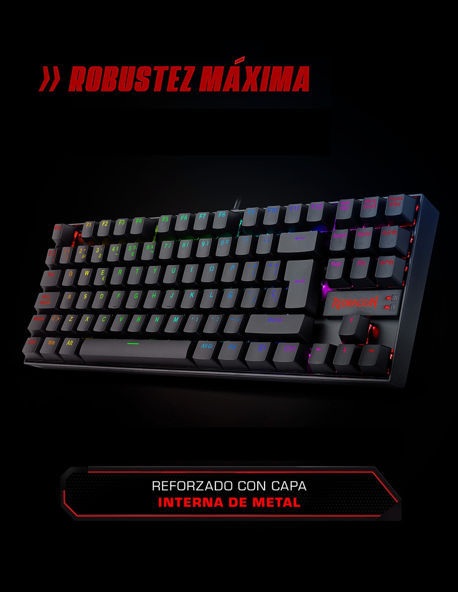 Teclado gamer USB-C QWERT español con interruptor lineal (Red Black) 6