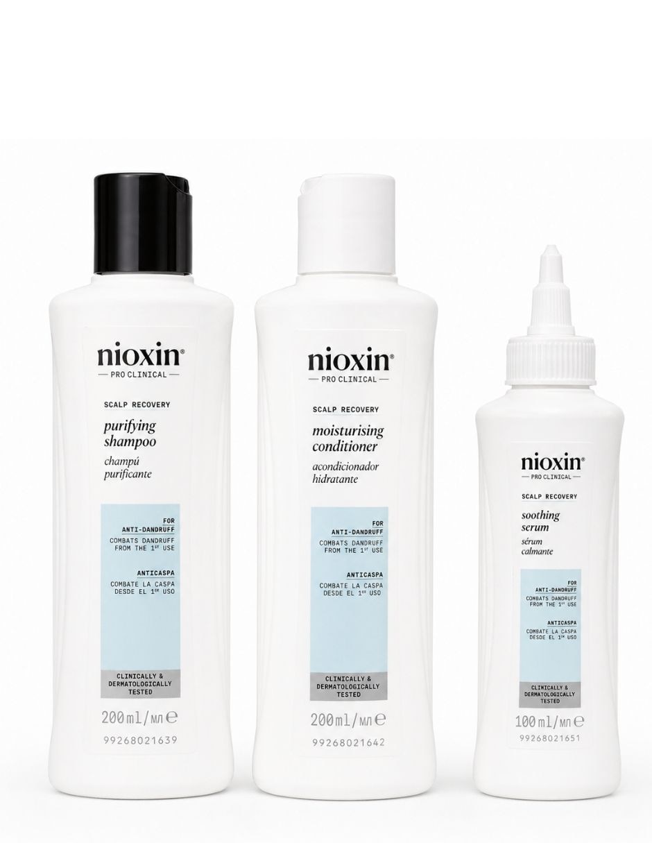 Set capilar Nioxin Scalp Recovery anticaspa para cuero cabelludo seco con picor y descamación 200 ml para todo tipo de cabello 3 piezas