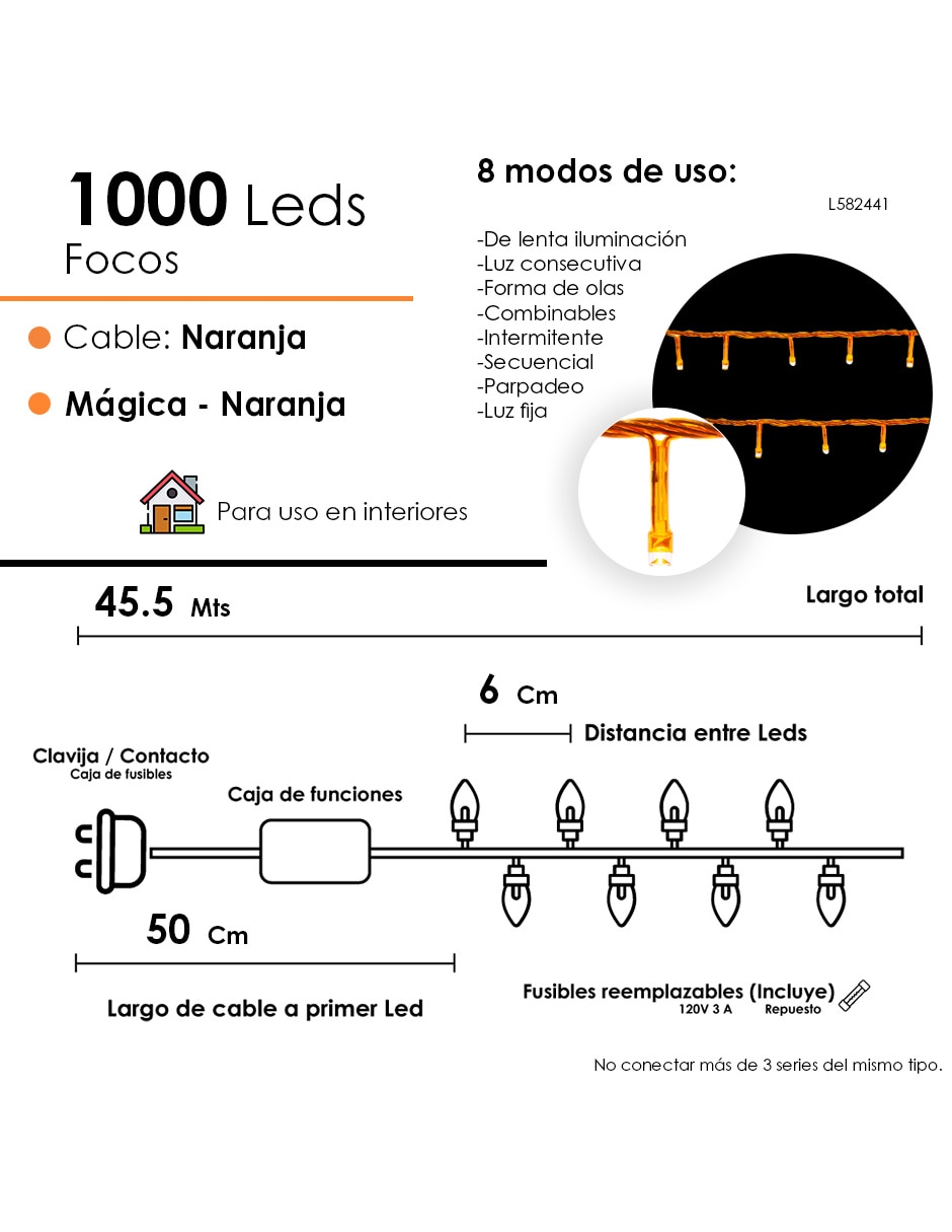 Serie led led familiar decoración l582441 con 1000 focos 4