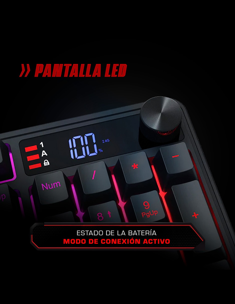 Teclado gamer alámbrico e inalámbrico QWERT español con interruptor membrana cúpula de goma K526 VOLCANO 5
