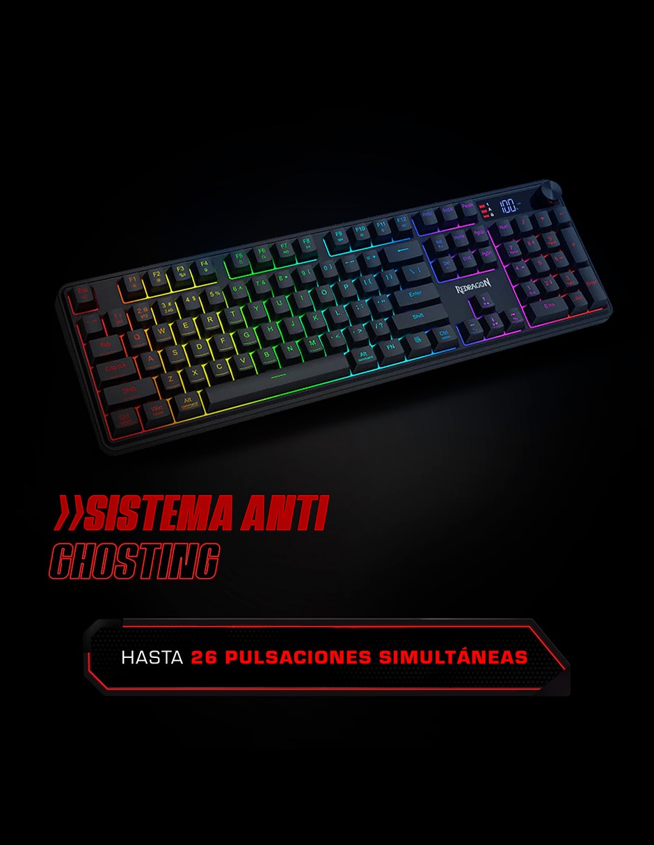 Teclado gamer alámbrico e inalámbrico QWERT español con interruptor membrana cúpula de goma K526 VOLCANO 2