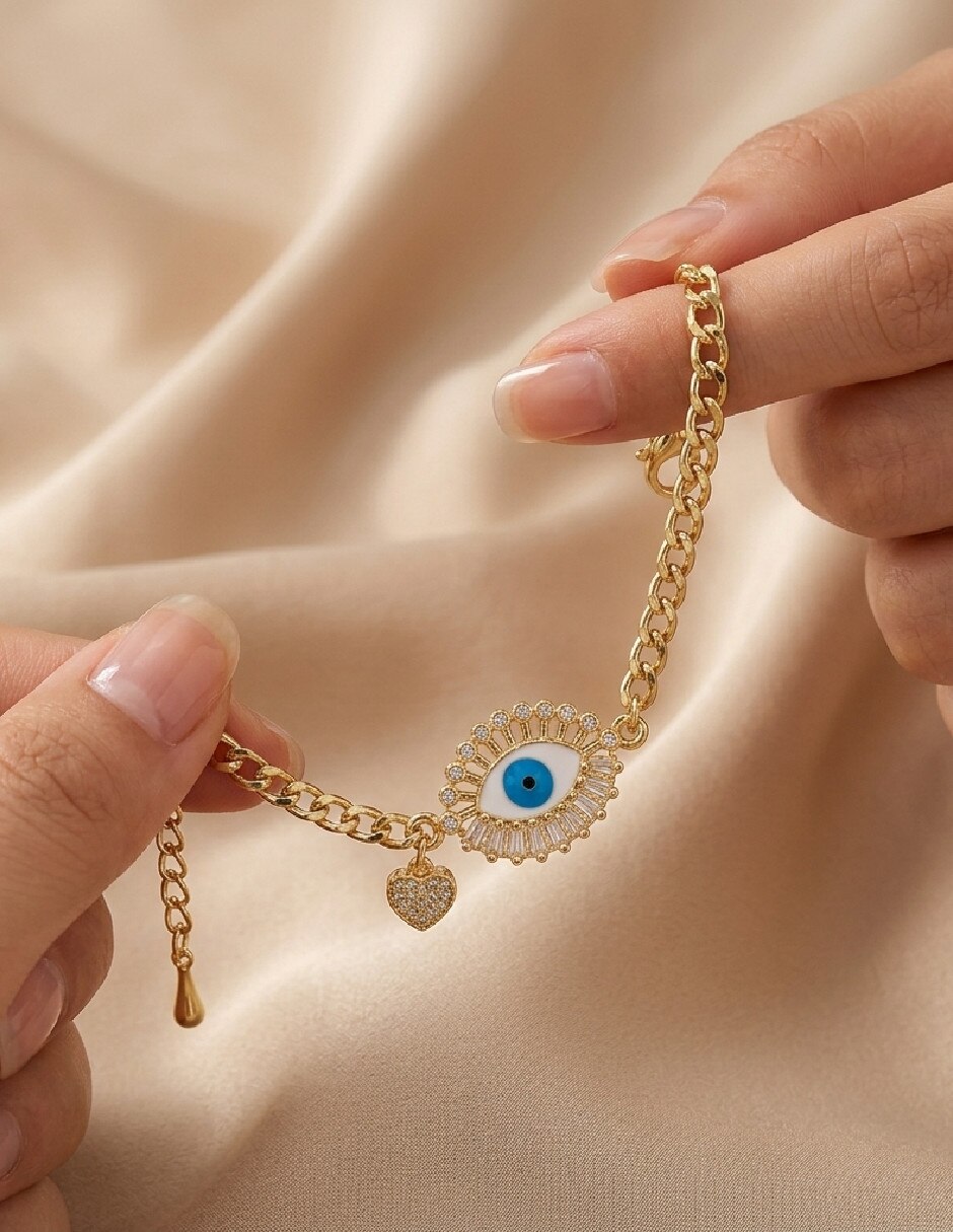 Pulsera de oro amarillo con zirconia 18 k 2