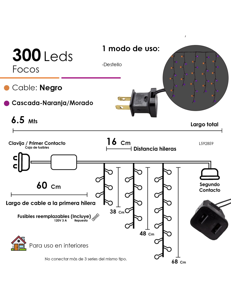 Serie led led familiar decoración l592859 con 300 focos 4