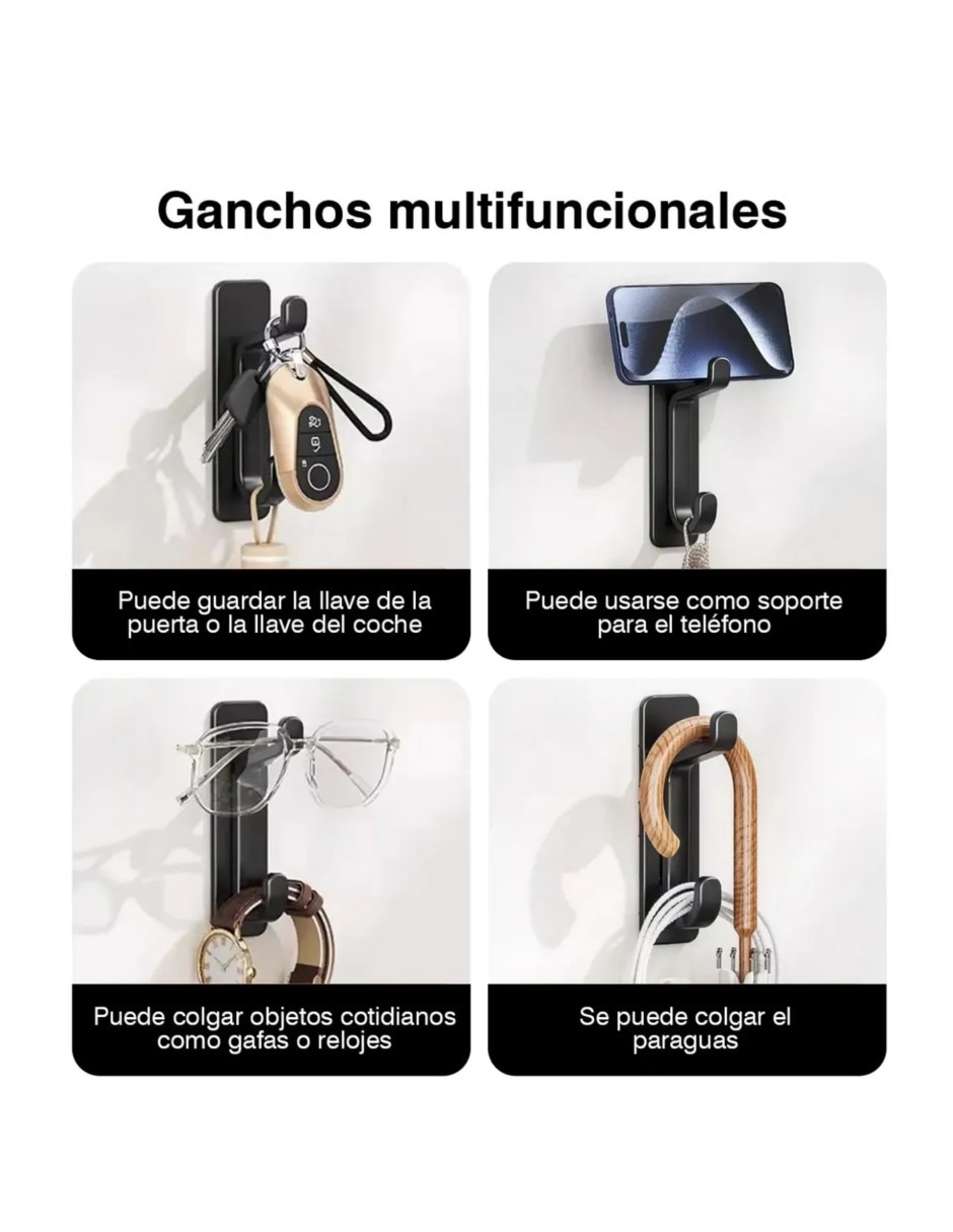 Perchero de pared de acero 4 ganchos