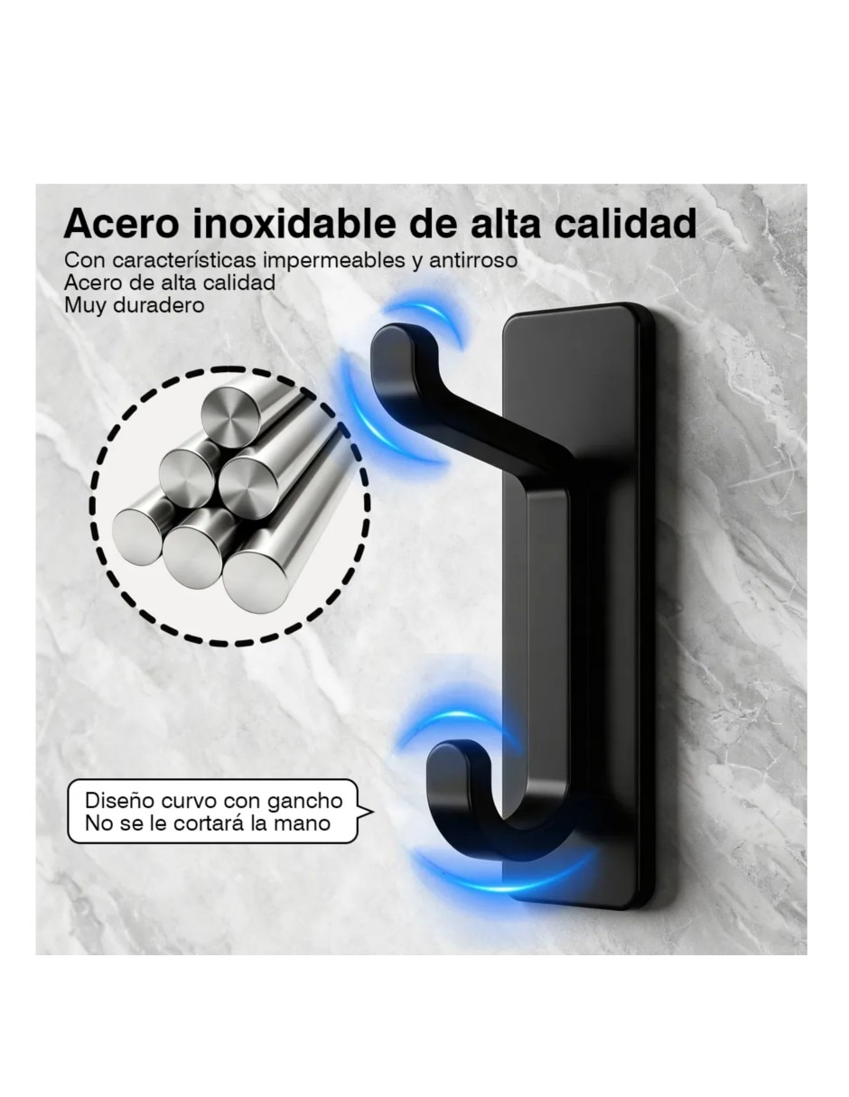 Perchero de pared de acero 4 ganchos