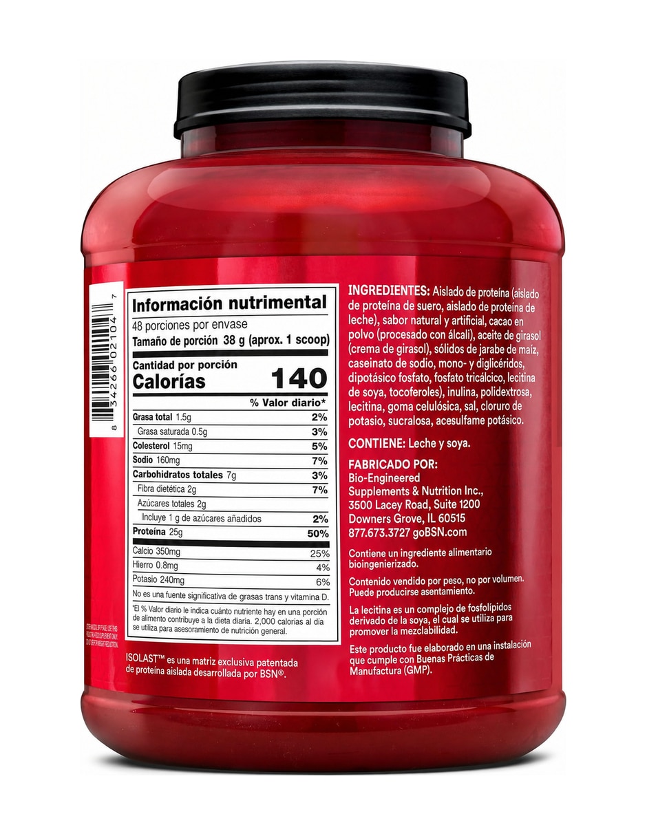 Syntha-6 Isolate 4 lb | 25 g de Proteína | 48 Serv BSN con Proteína sabor triple chocolate de 1.8 KG 4