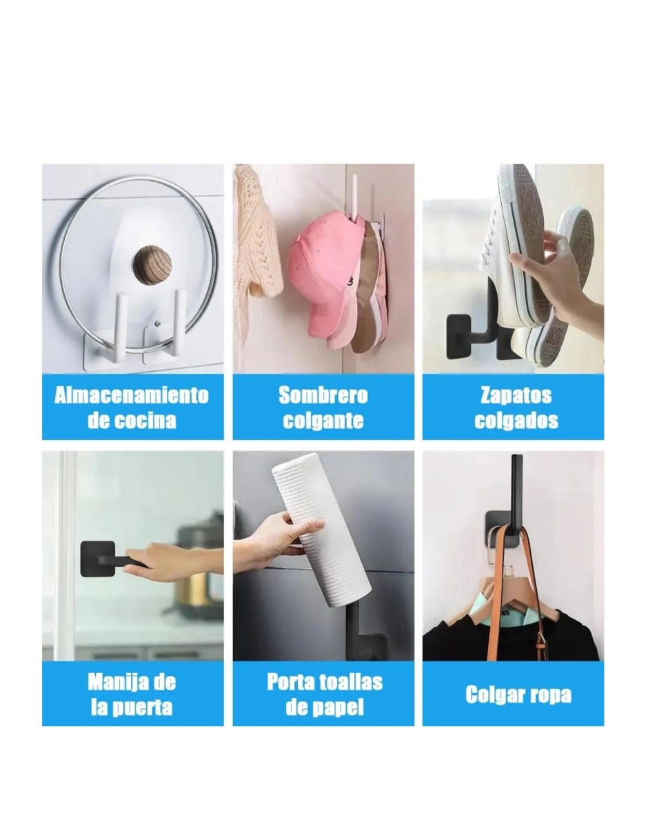 Perchero de pared de acero 4 ganchos