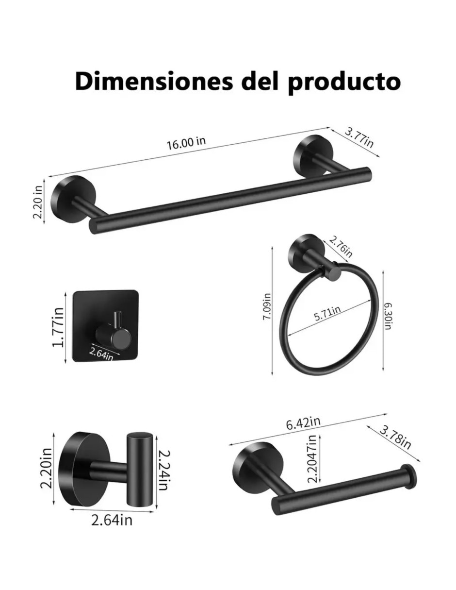 Juego de accesorios para baño de acero inoxidable 10 piezas 5