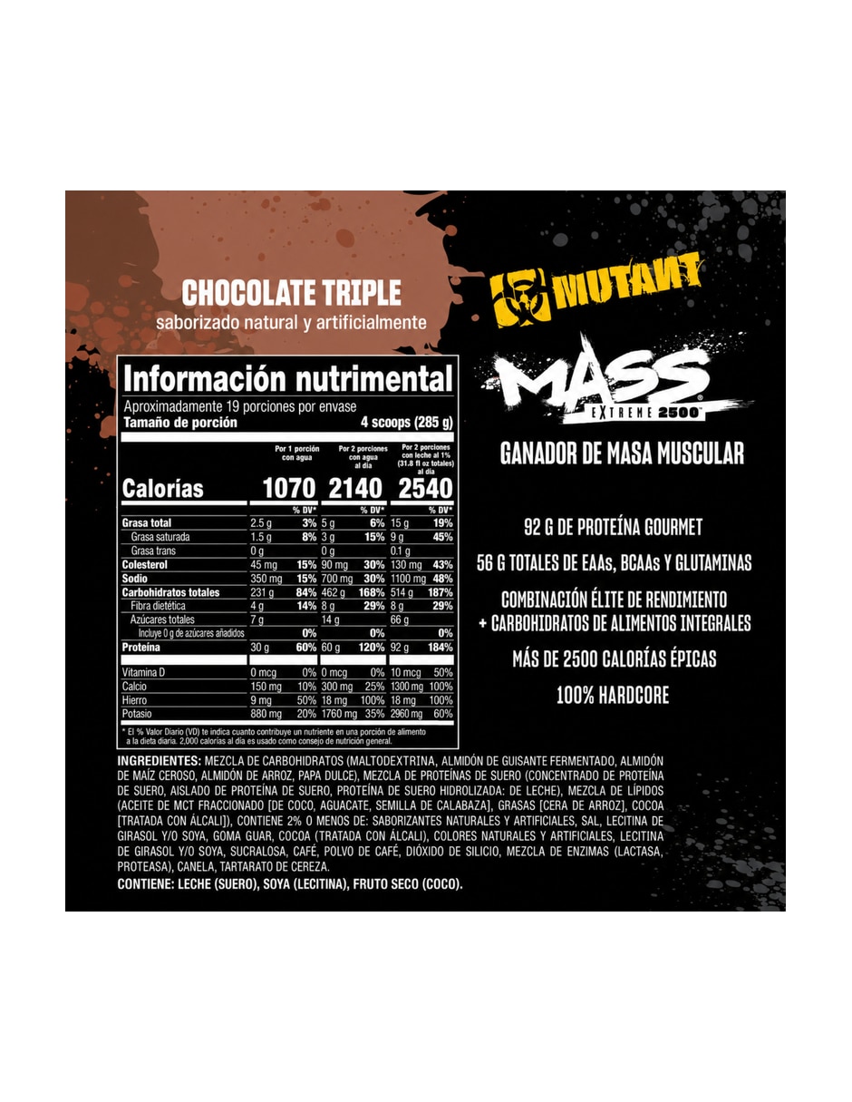 Mass Extreme 2500 12 lb Fórmula Hipercalórica – 19 Serv 5