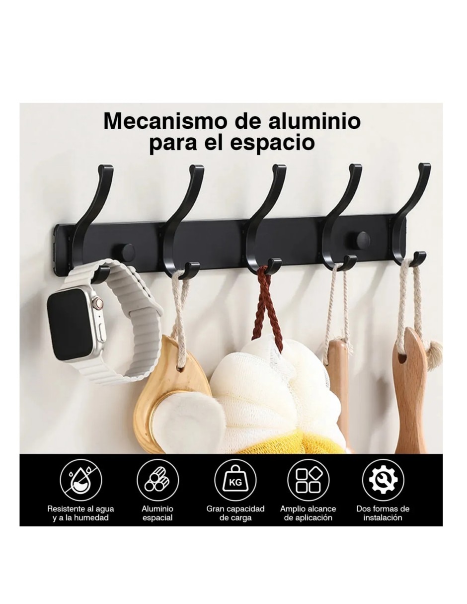 Perchero de pared de ABS 5 ganchos