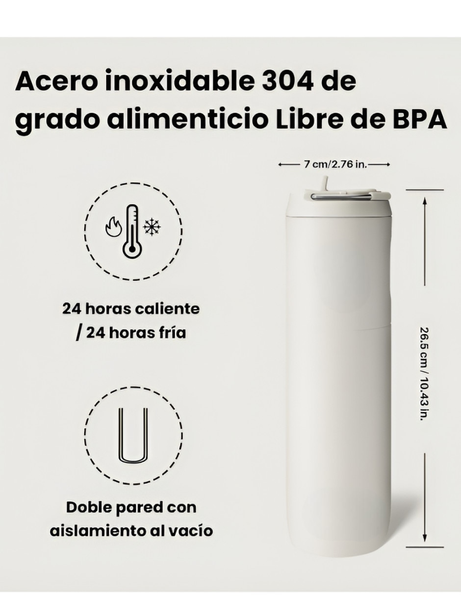 Termo para botella de acero inoxidable con tapa rosca 700 ml