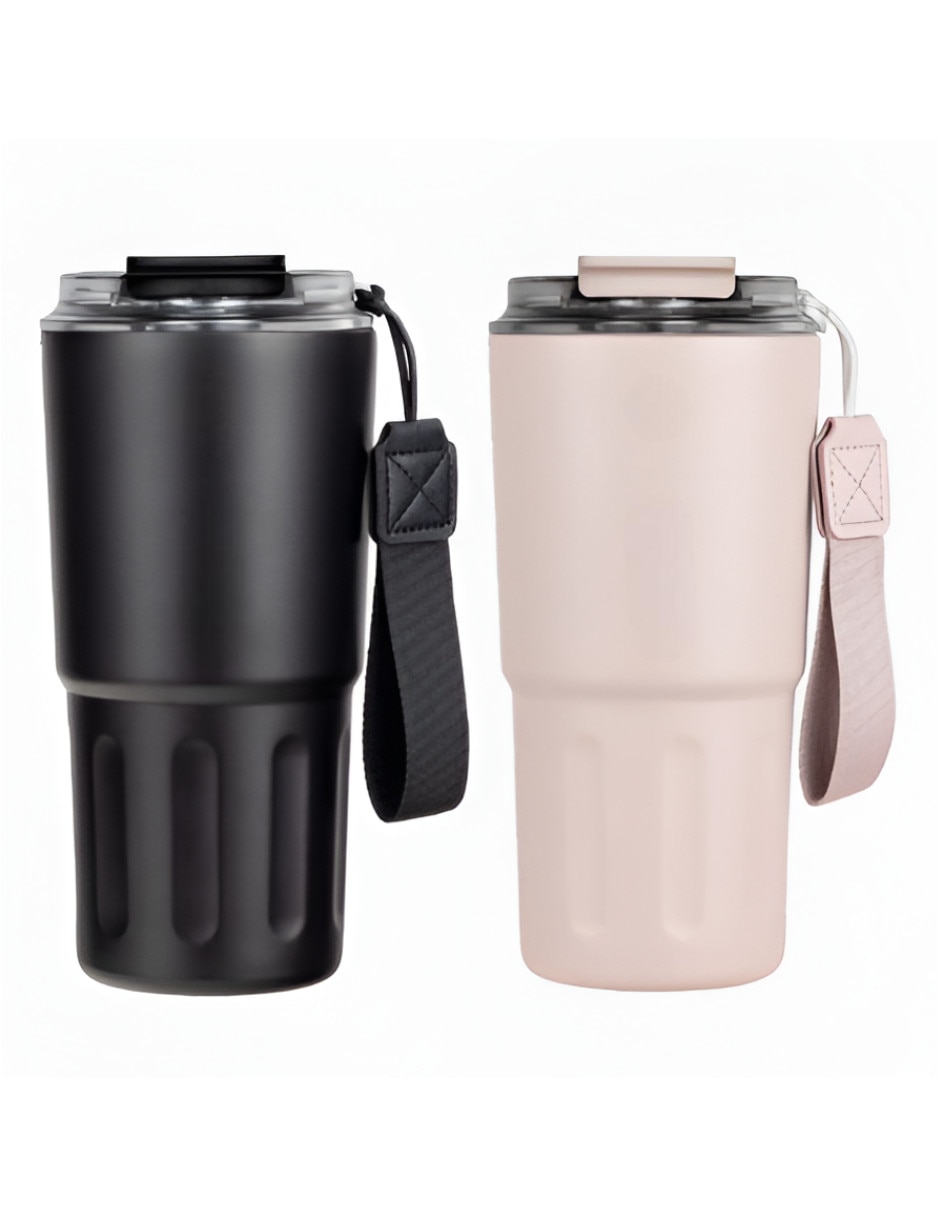 Set termo de acero inoxidable con tapa a presión 600 ml Set termo de acero inoxidable con tapa a presión 600 ml