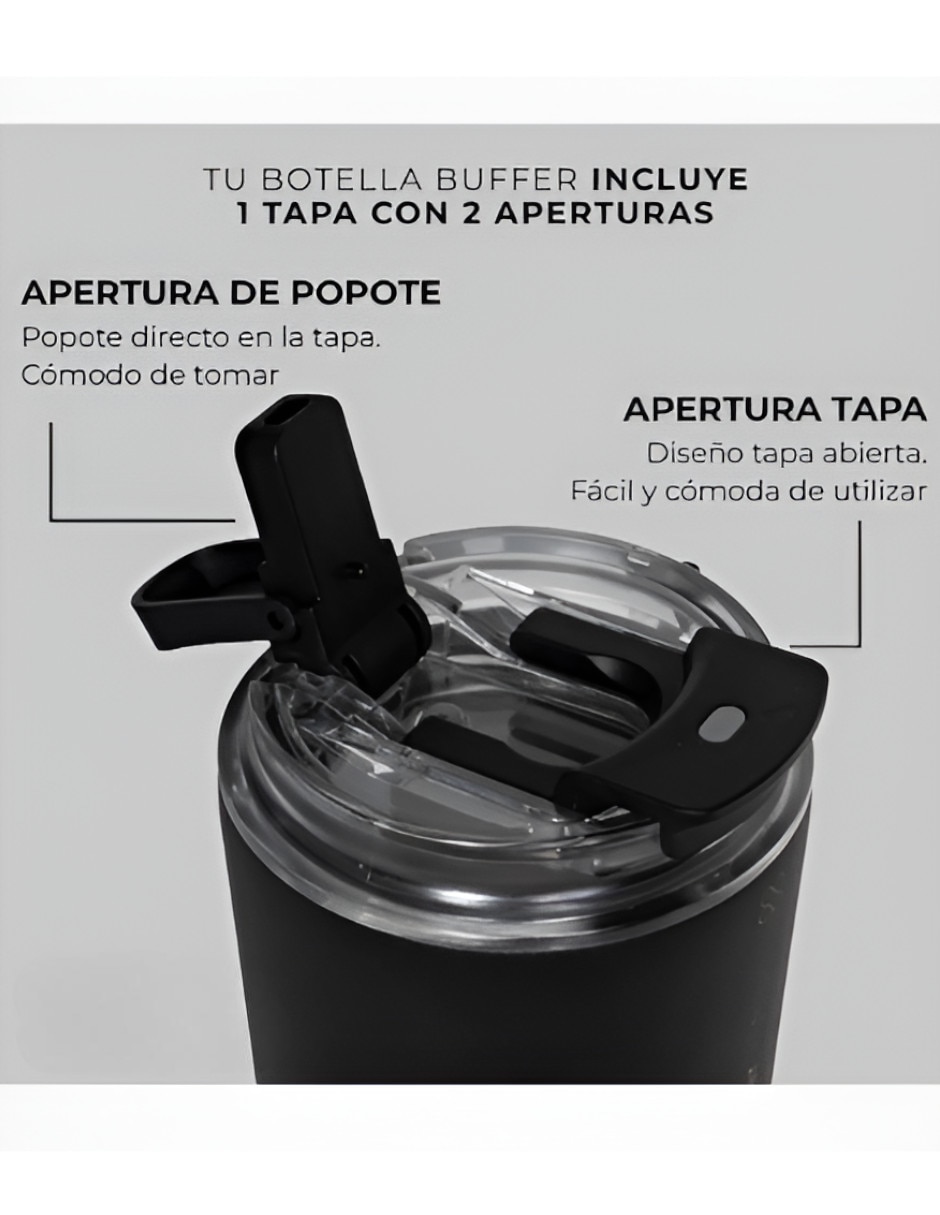 Set termo de acero inoxidable con tapa a presión 600 ml 3