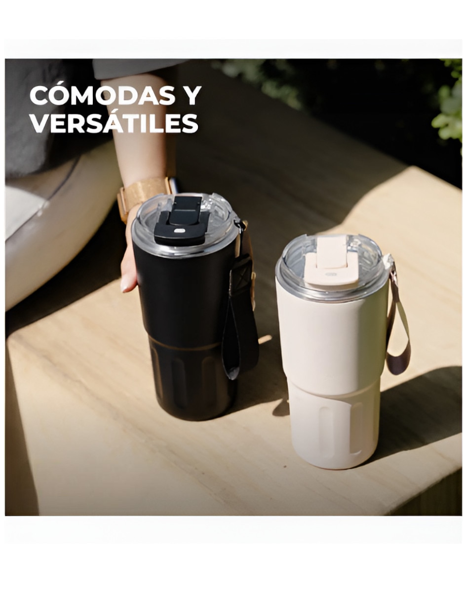 Set termo de acero inoxidable con tapa a presión 600 ml 2