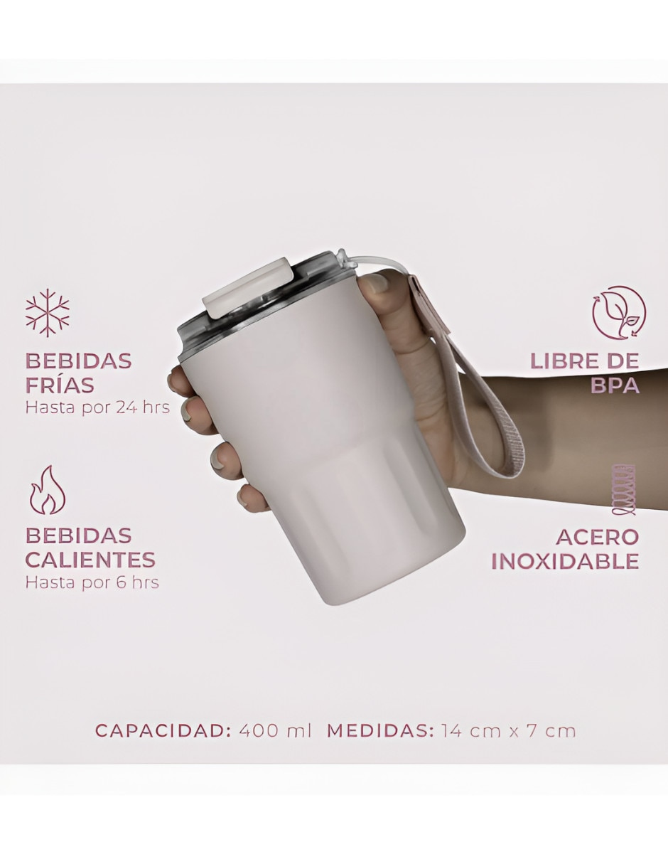 Set termo de acero inoxidable con tapa rosca 400 ml