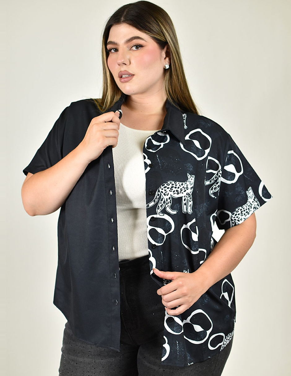 Blusa camisera manga corta para mujer Blusa camisera manga corta para mujer