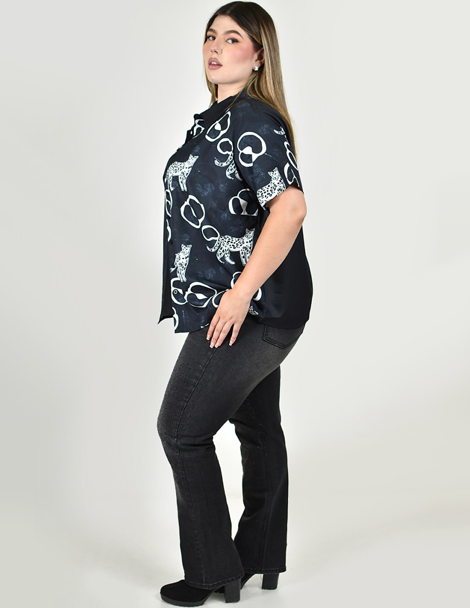 Blusa camisera manga corta para mujer 5