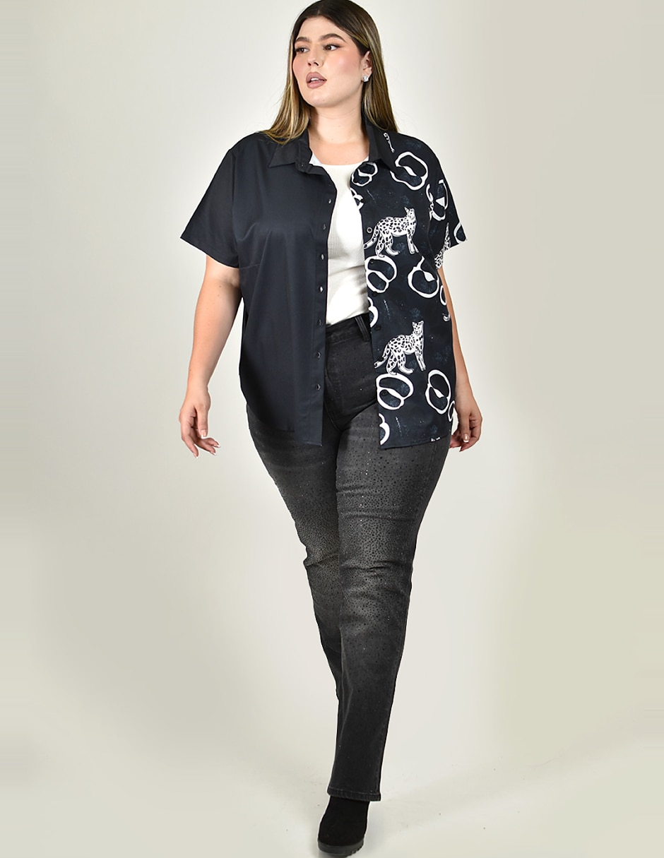 Blusa camisera manga corta para mujer 4