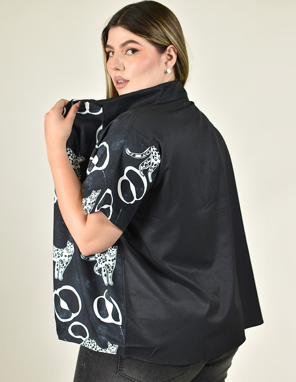 Blusa camisera manga corta para mujer 2